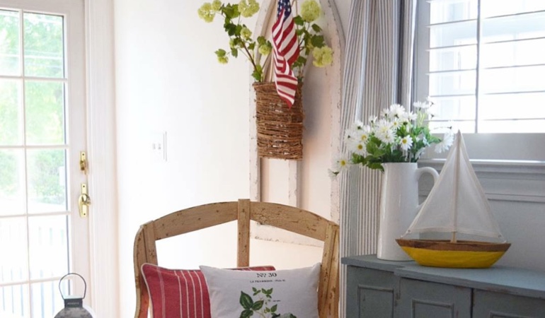 Bright sitting corner with faux wood plantation shutters in Destin. Faux wood plantation shutters in Destin